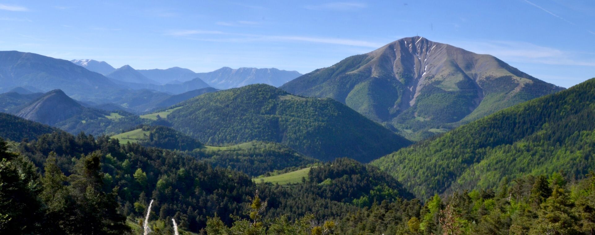 Le sommet du Blayeul et collines boisées - Massif des Monges - France