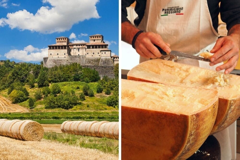 Château de Torrechiara et Découpe du Parmigiano