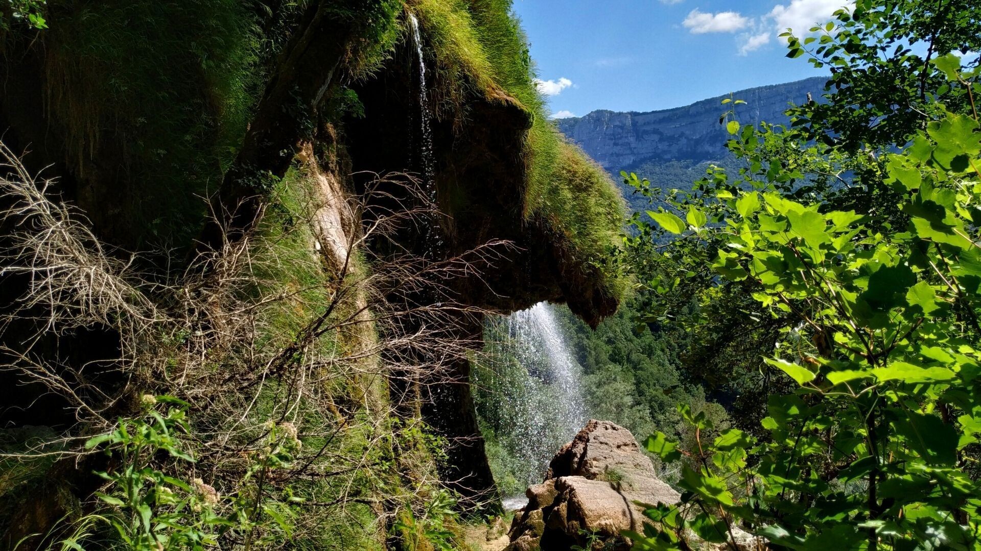 © Quentin Vanaker Cascade tombant sur la roche moussue - Choranche - Vercors - France