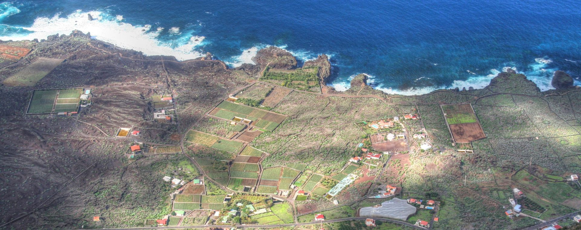 Côte et terres cultivées vues d'en haut - Frontera - El Hierro - Îles Canaries - Espagne