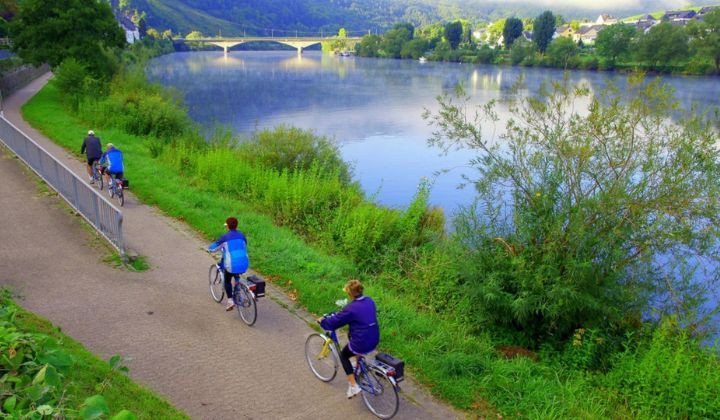 Cyclistes sur la piste le long de la Moselle - Allemagne