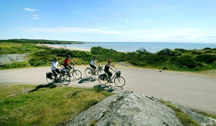Cyclistes Long Cote Suedoise Entre Ugglarp Falkenberg Jpg