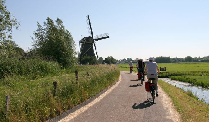 Cyclistes Milieu Moulins Pays Bas