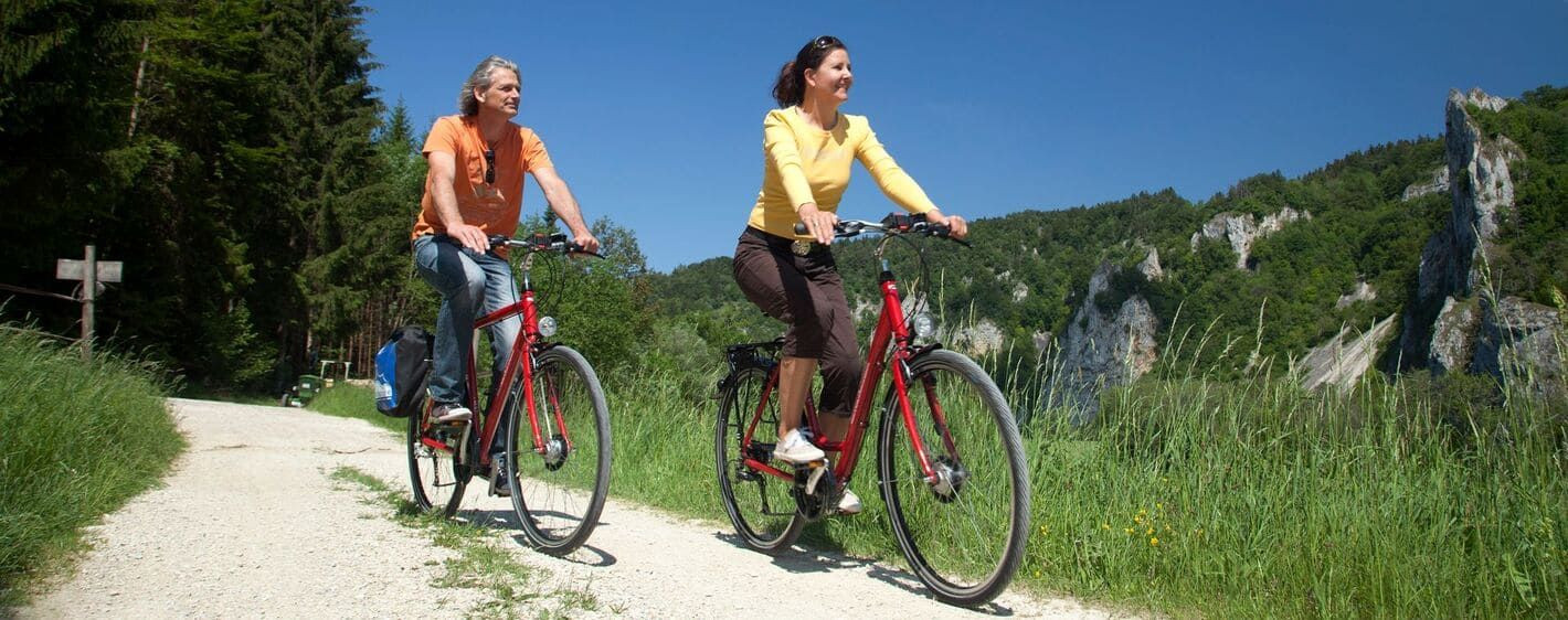 Cyclistes sur la véloroute du Danube - vallée du Danube - Allemagne