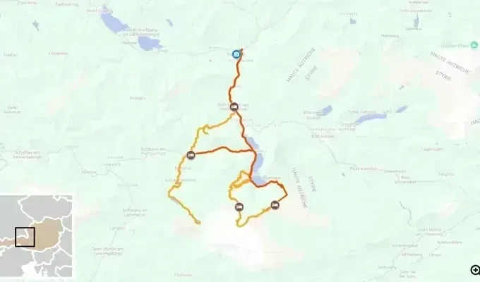 Dachstein et Salzkammergut trek itinéraire carte
