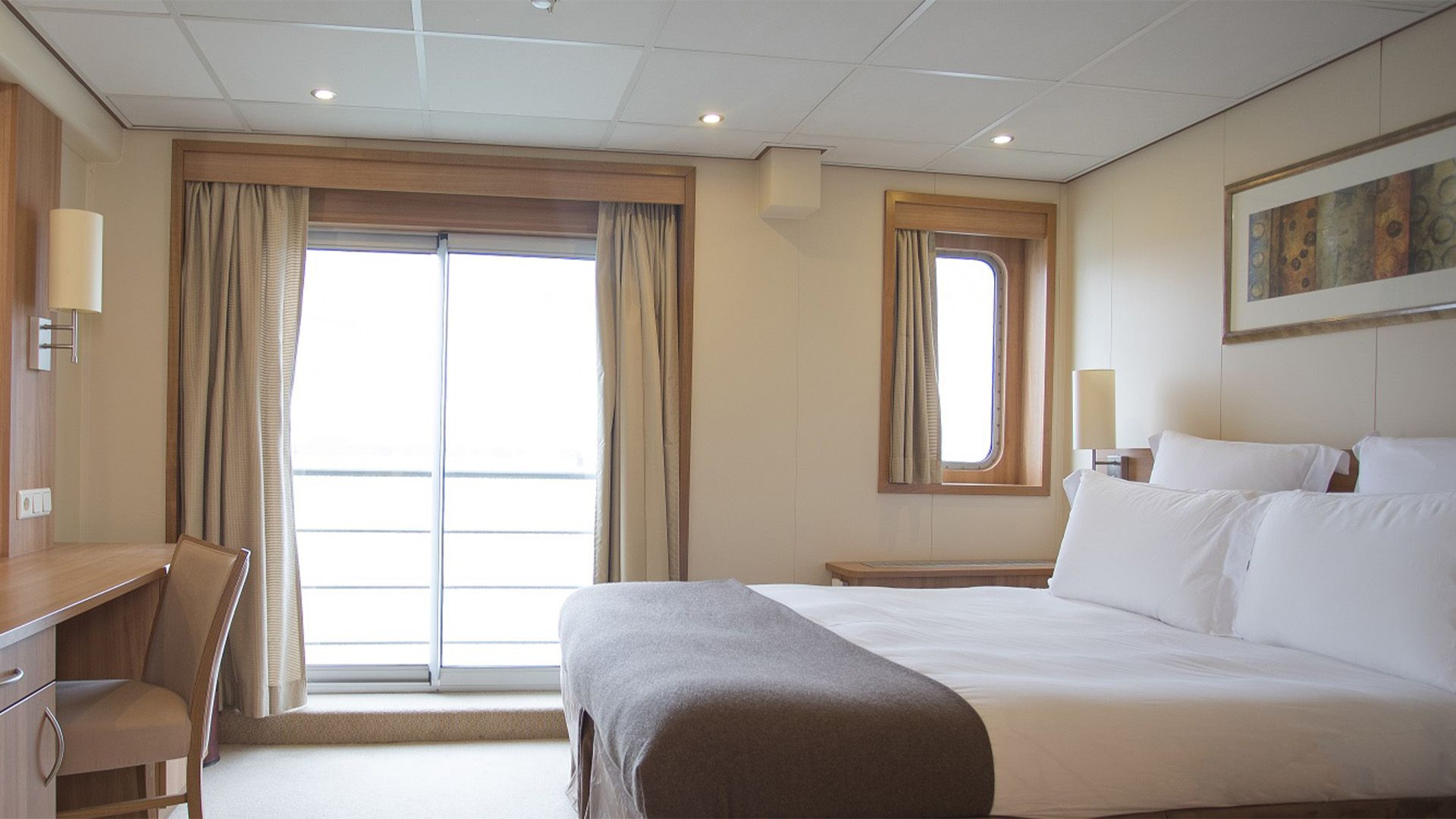 Cabine de bateau de croisière avec lit double - Pays-Bas