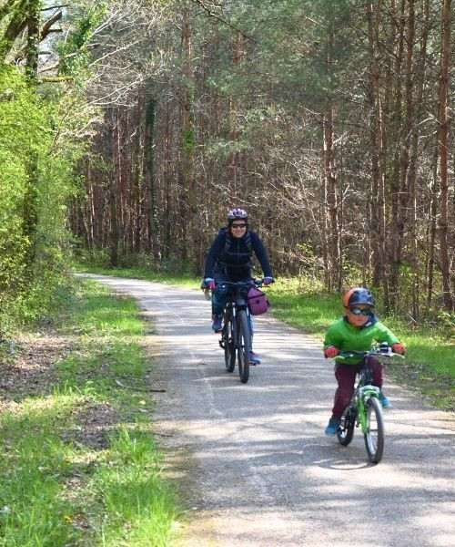 Famille à vélo dans la forêt entre Chambord et Blois - Val de Loire - France