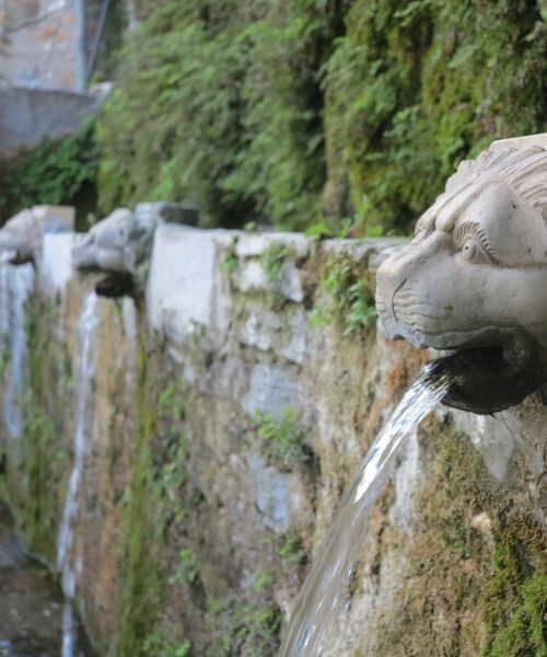 © François Ribard Fontaine aux têtes de lions à Menites