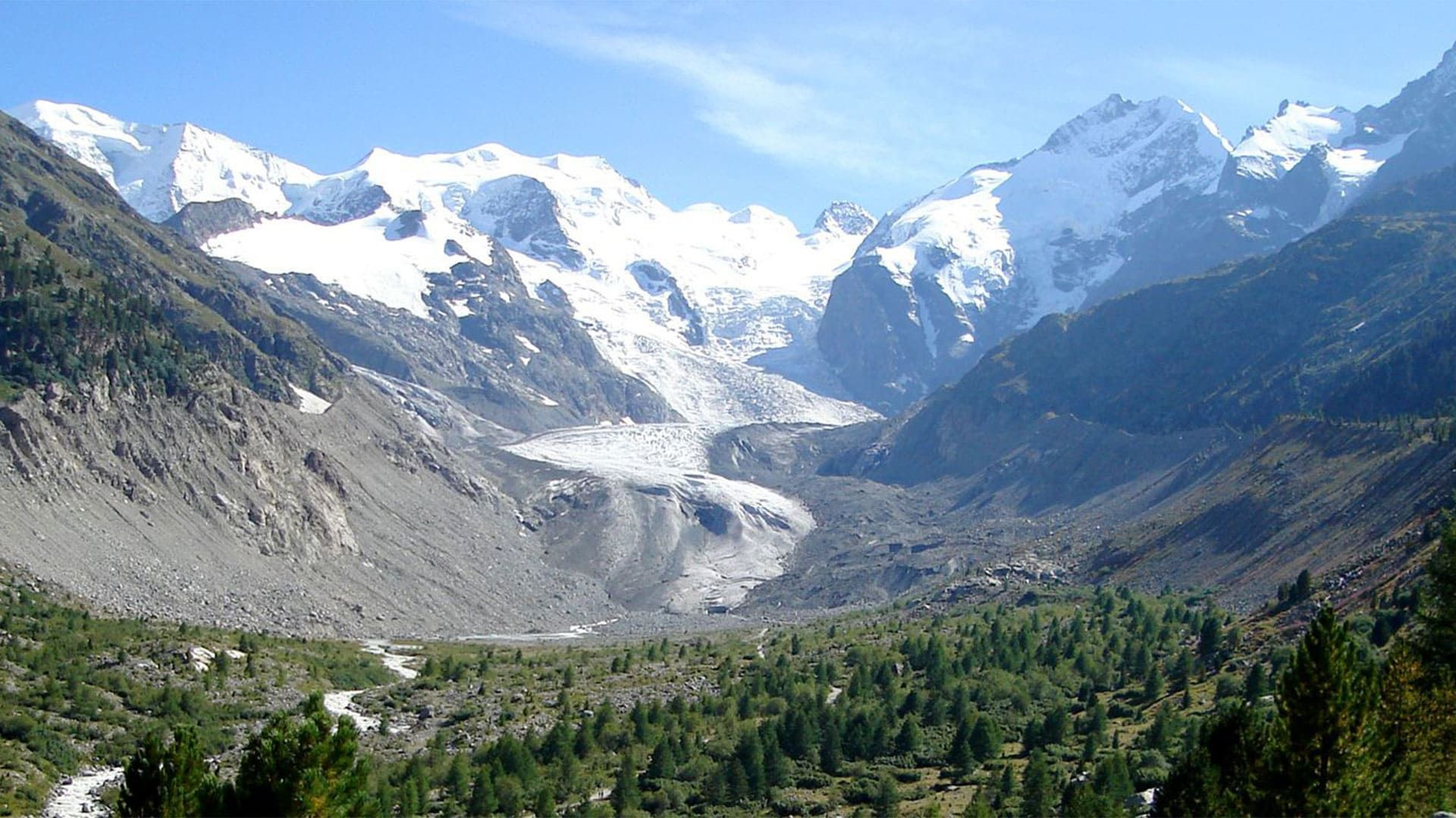 Glacier et sommets enneigés du Val Roseg - Engadine - Suisse