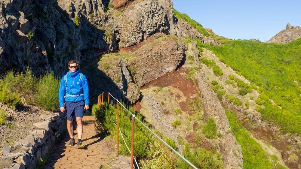 Hiker on a mountain trail - Madeira - Portugal