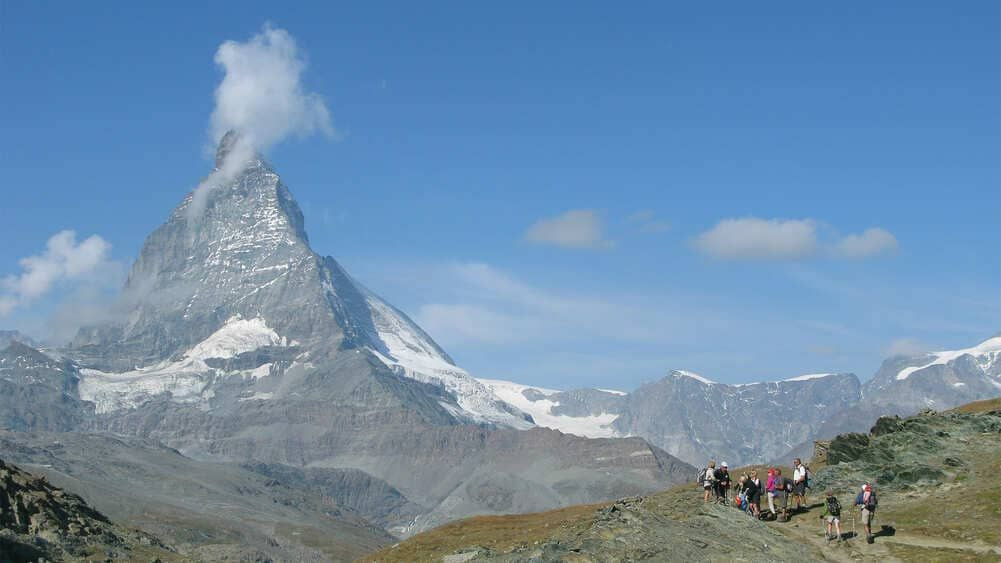 Hikers below the Matterhorn - Zermatt - Valais - Switzerland