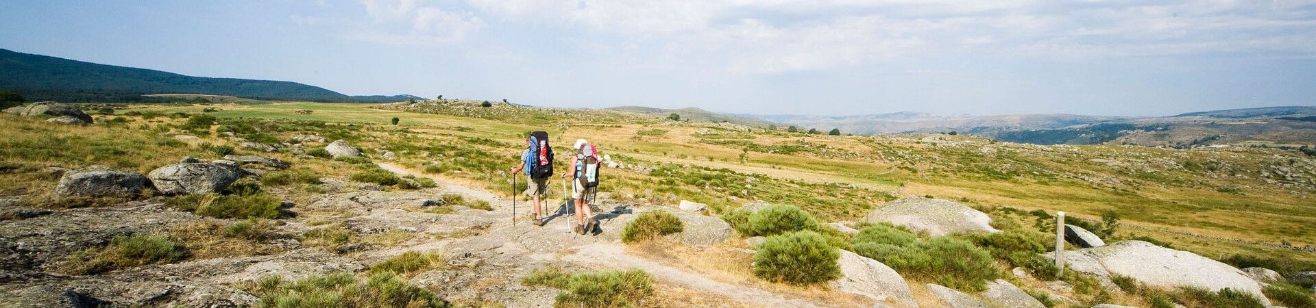 Randonneurs sur les hauts plateaux des Cévennes - Chemin de Stevenson - France
