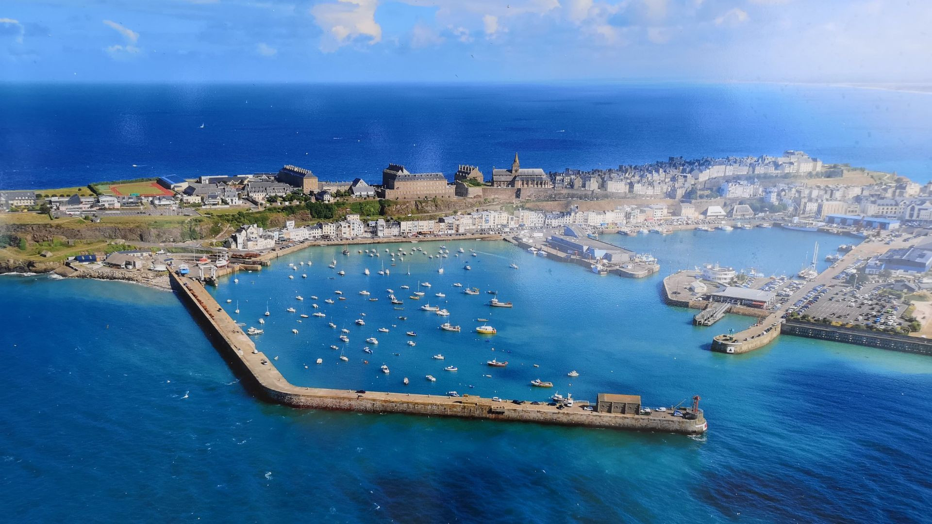 Vue aérienne du port de Granville - Normandie - France