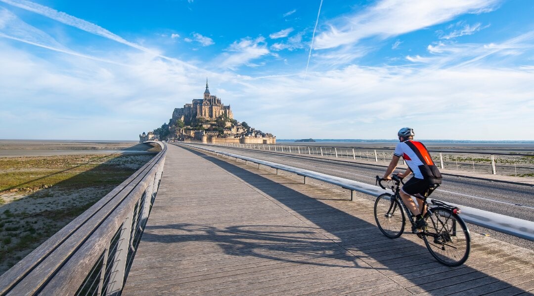Mont-Saint-Michel in its bay in Normandy