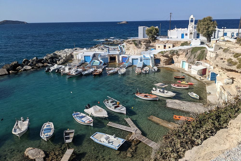 © Cécile Hénard Mandrakia harbour on Milos, a place to explore while based in Adamas