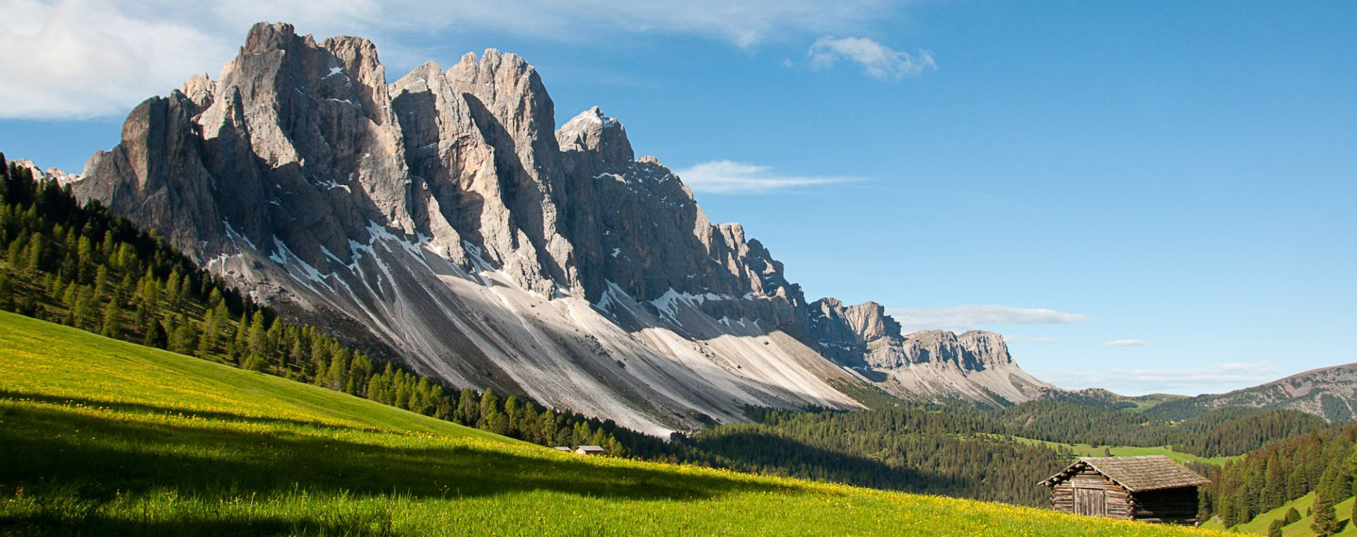Massif des Odle au-dessus des alpages - Dolomites - Italie