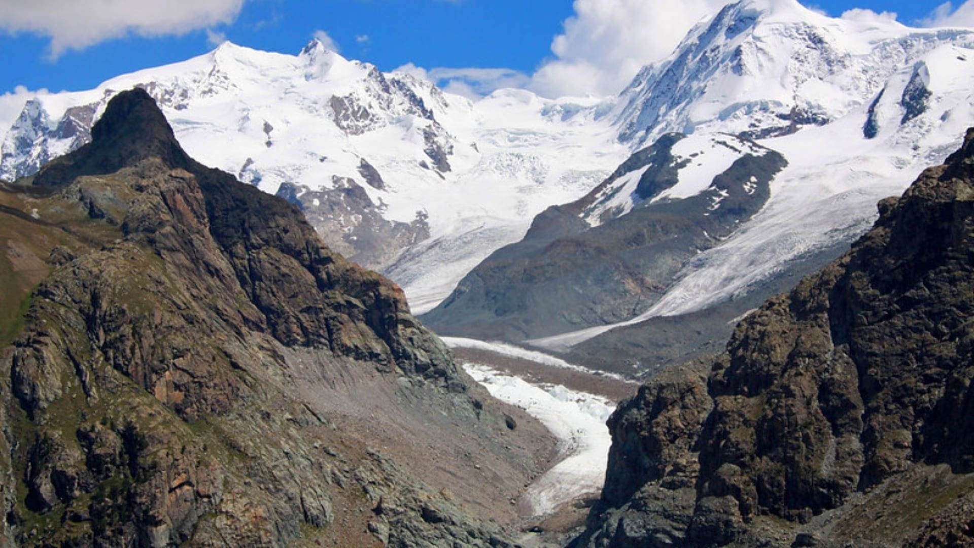 Glacier du Gorner sous le Mont Rose et le Liskamm - Valais - Suisse
