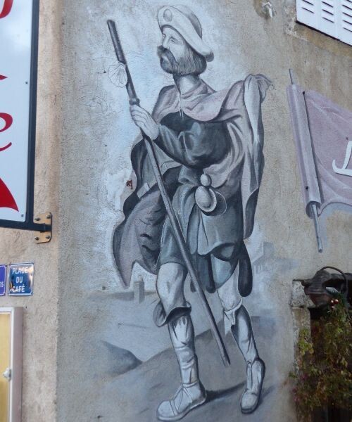 Fresque de pèlerin sur la Place du Café - France