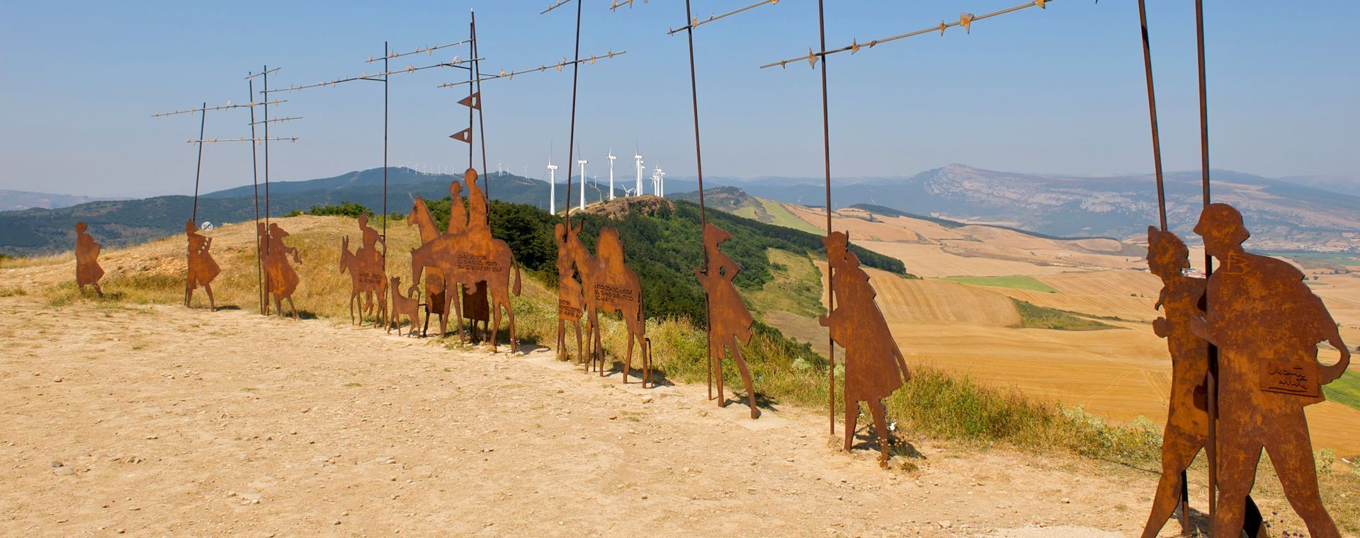 Sculptures des pèlerins de l'Alto del Perdón - Sierra del Perdón - Chemin de Saint-Jacques - Espagne