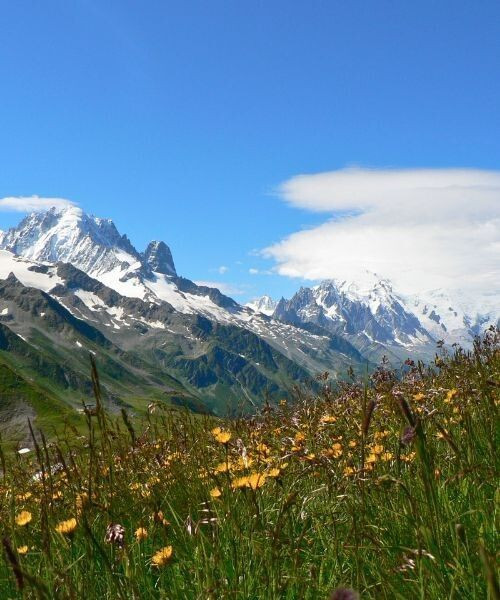 Refuge au col de la Balme face au Mont-Blanc - France