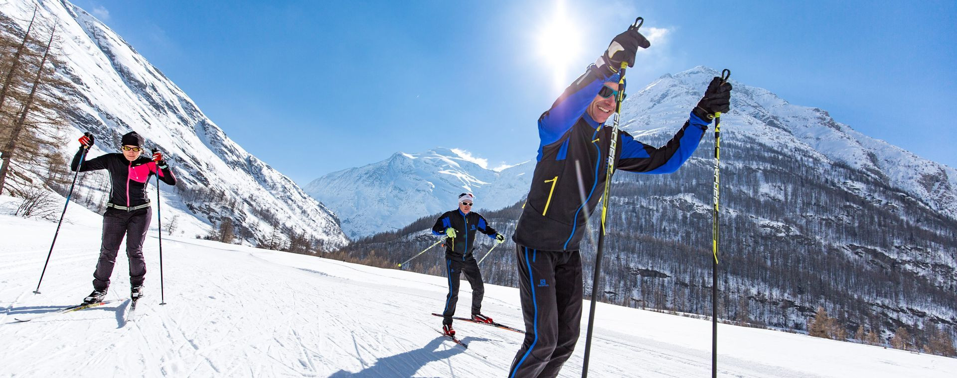 Skieurs de fond en skating - Bessans - Vanoise, France