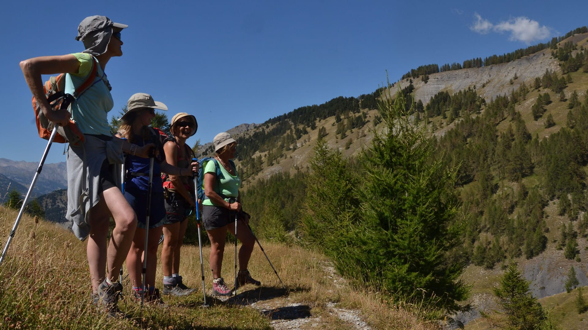 © Coralie Freckmann Gueye Groupe de randonneuses sous le Col des Champs - Alpes - France