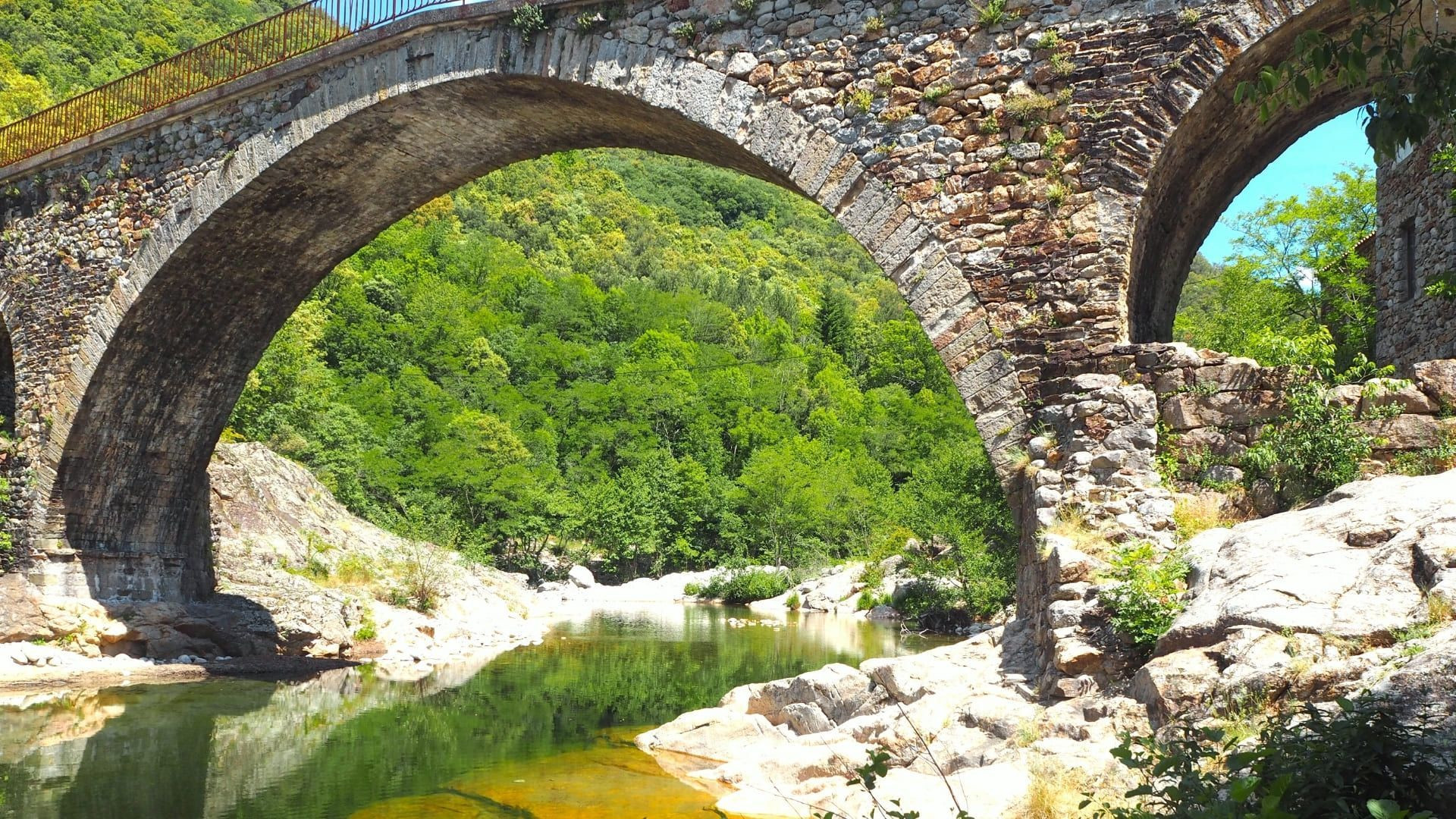 Pont de pierre dans les gorges de l'Ardèche - France