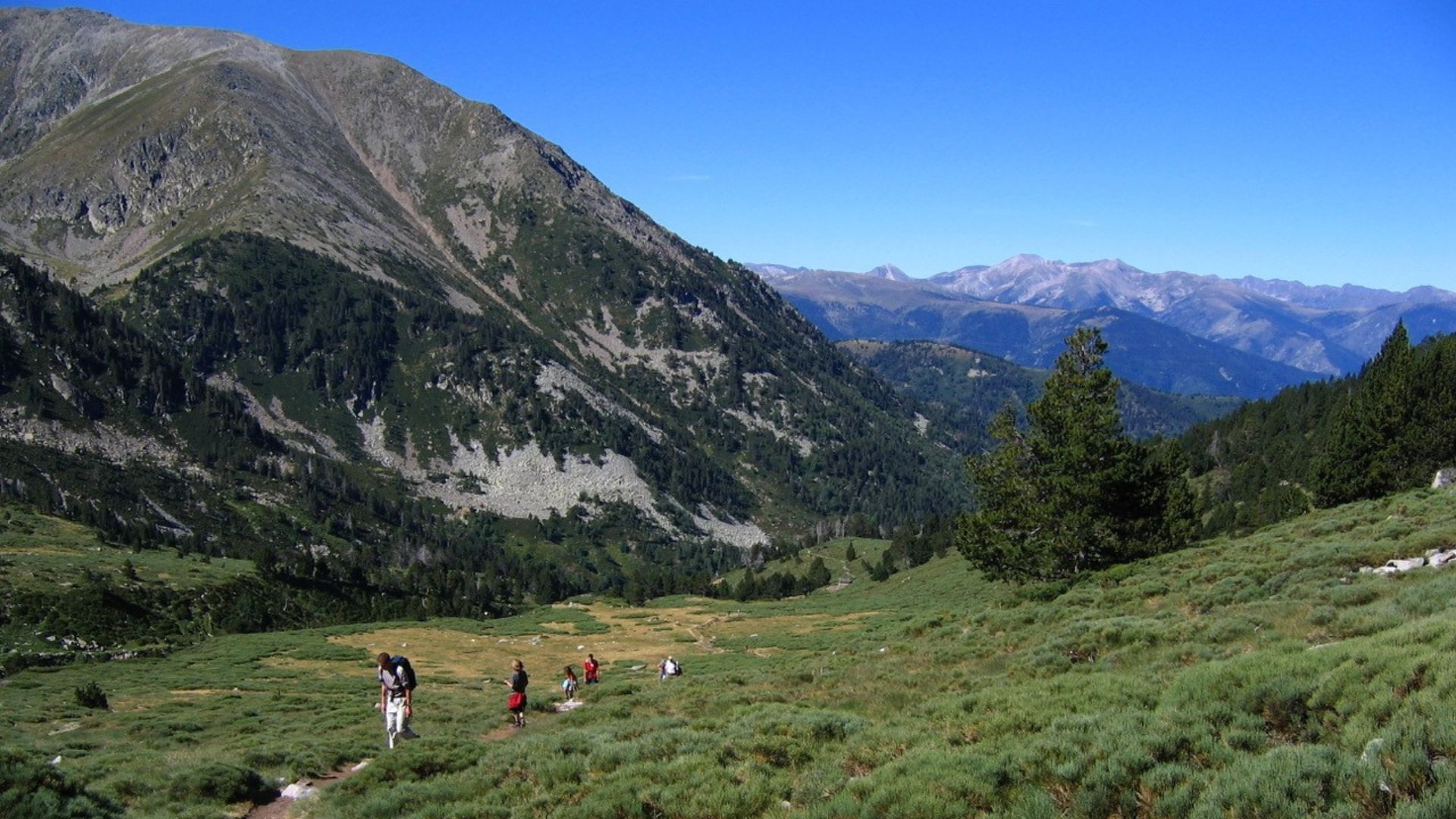 Randonneurs dans les estives du Tour du Canigou - Pyrénées - France