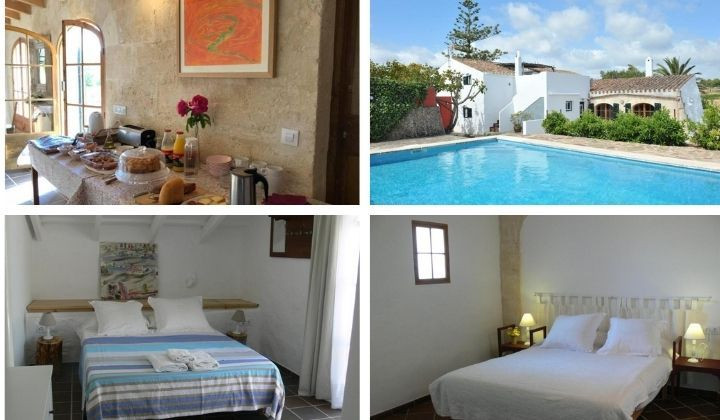 Finca traditionnelle avec piscine petit-dejeuner et chambres blanches - Minorque Espagne
