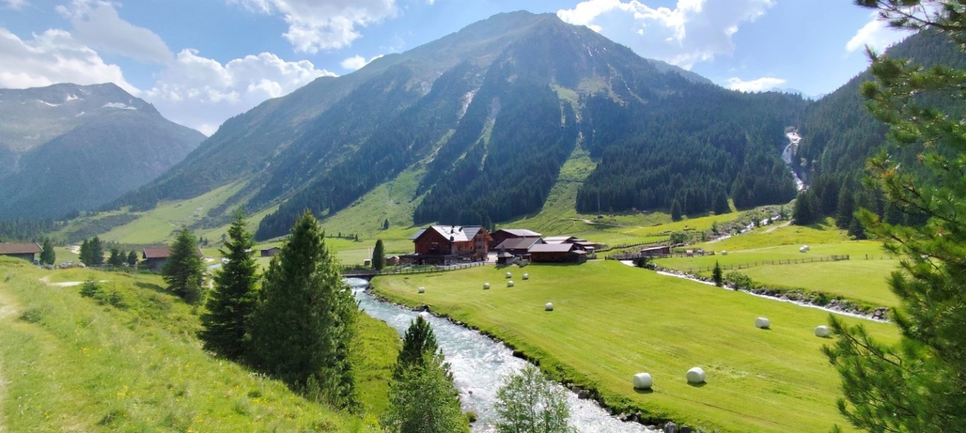 The torrent and alpine pastures in the Krimmler Achental valley