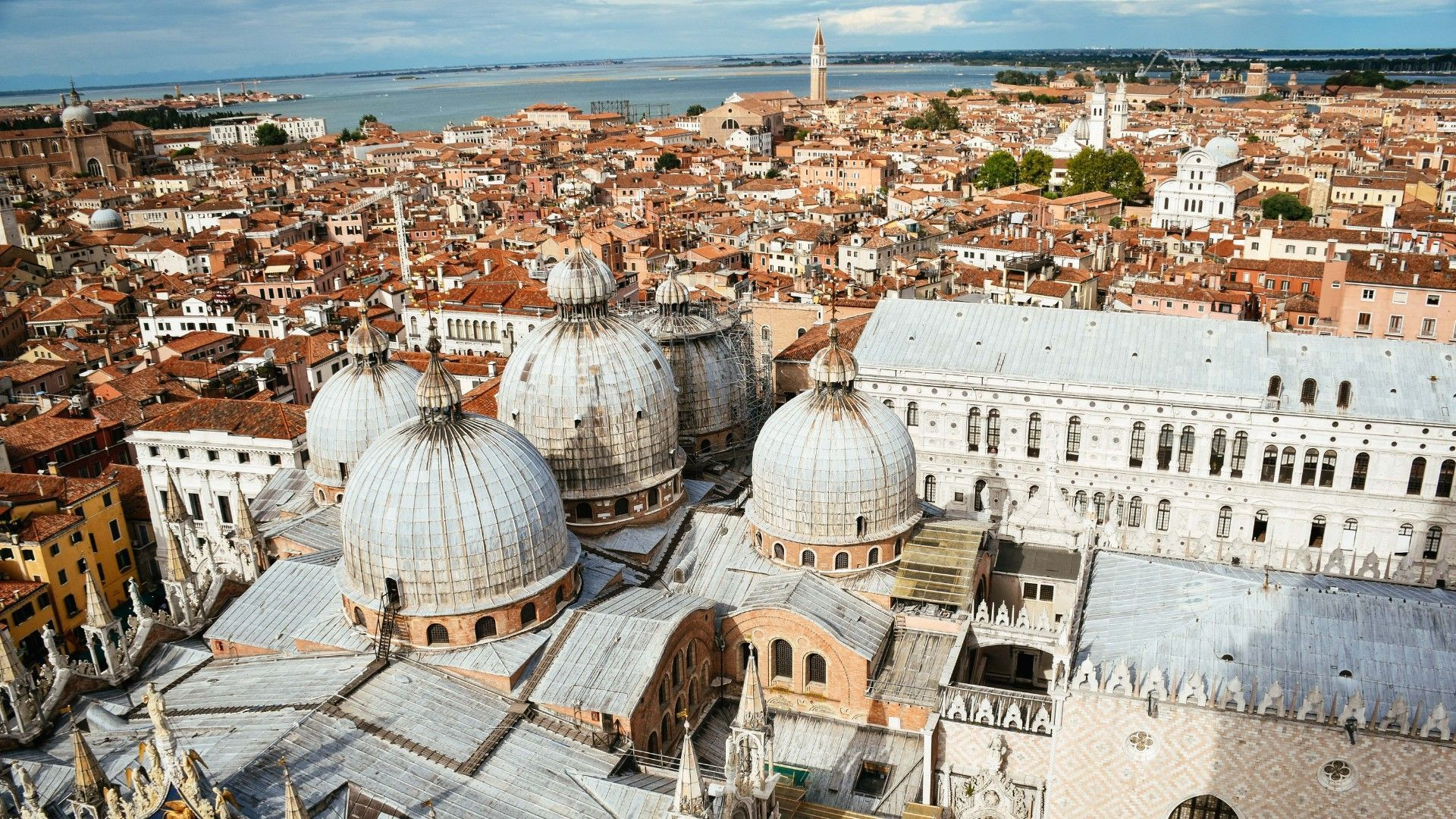Dômes de la basilique Saint-Marc au-dessus des toits - Venise - Vénétie - Italie