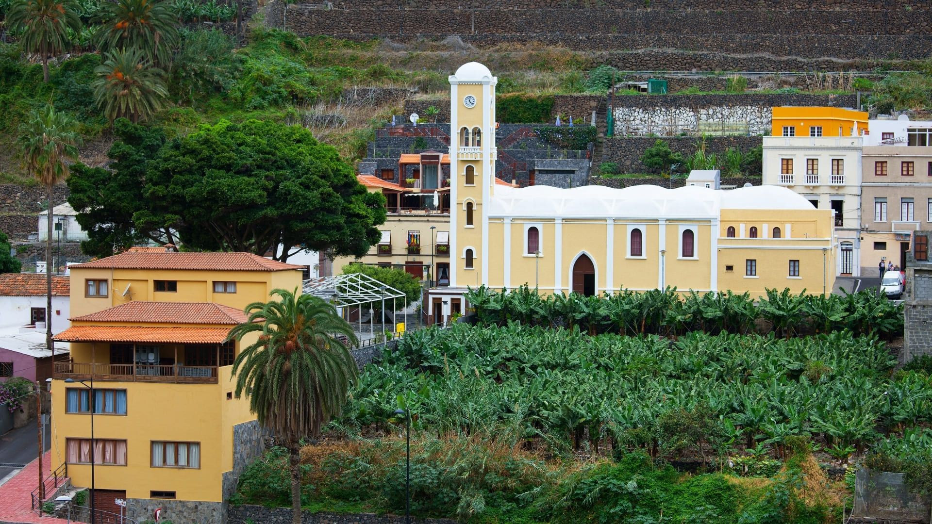 Village et bananeraies en terrasses - La Gomera - Îles Canaries - Espagne