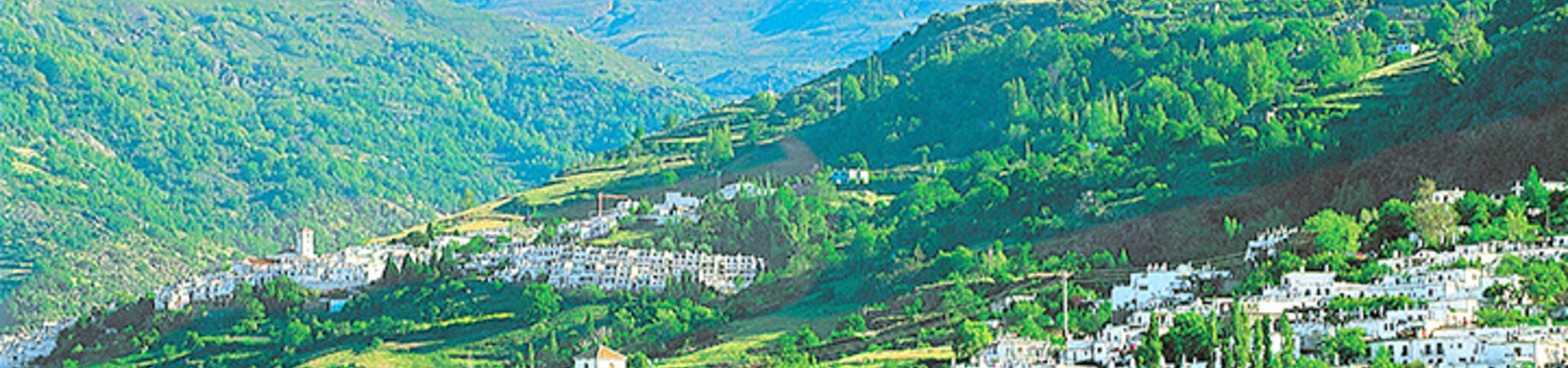 Villages blancs sur les versants verdoyants des Alpujarras - Andalousie - Espagne
