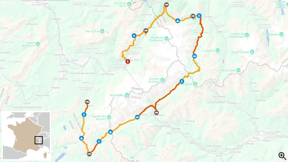 Tour du Mont-Blanc 7 jours - itinéraire