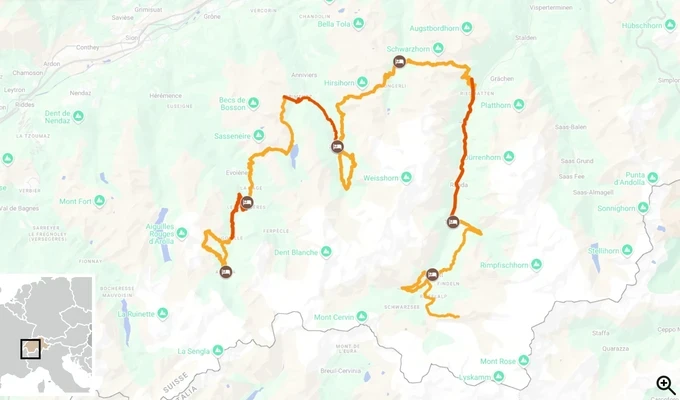 Haute Route in Switzerland : from Arolla to Zermatt