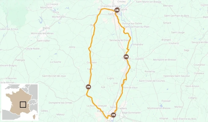 Bourgogne du Sud Grands crus et art roman CARTE