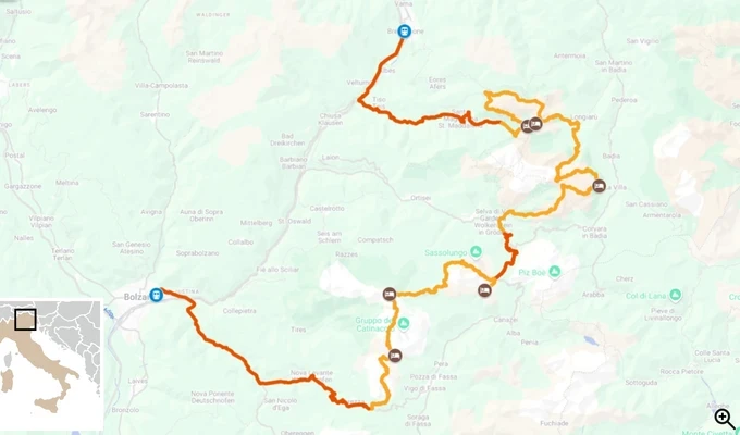 Randonnée guidée dans les Dolomites fantastiques itinéraire carte