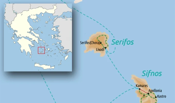 Cyclades: Serifos, Sifnos & Milos Map